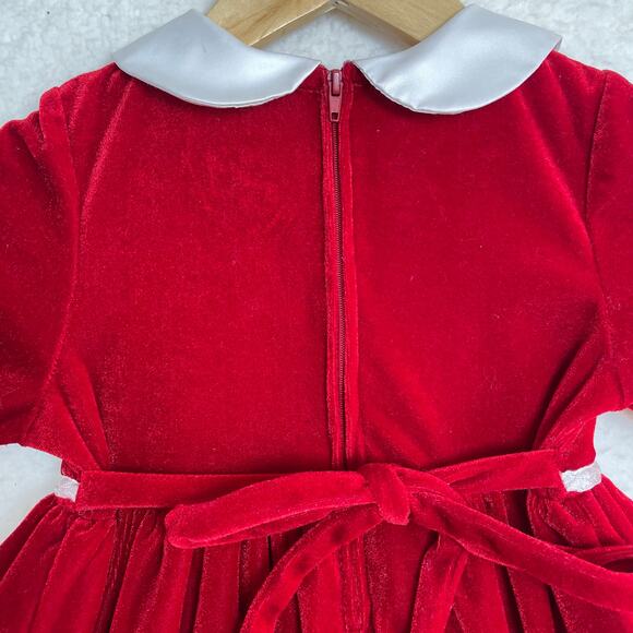 Good Lad Girls Red Velvet Christmas Dress Sz 6 Peter Pan Collar Holiday Vintage - Picture 5 of 10